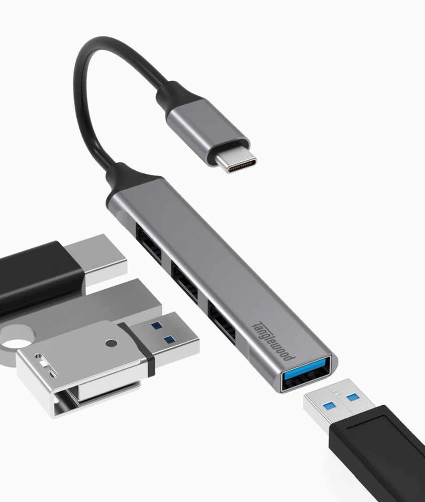 탱글우드 에센셜 멀티허브 USB C타입 4in1 슬림 (USB 3.1, 5Gbps)